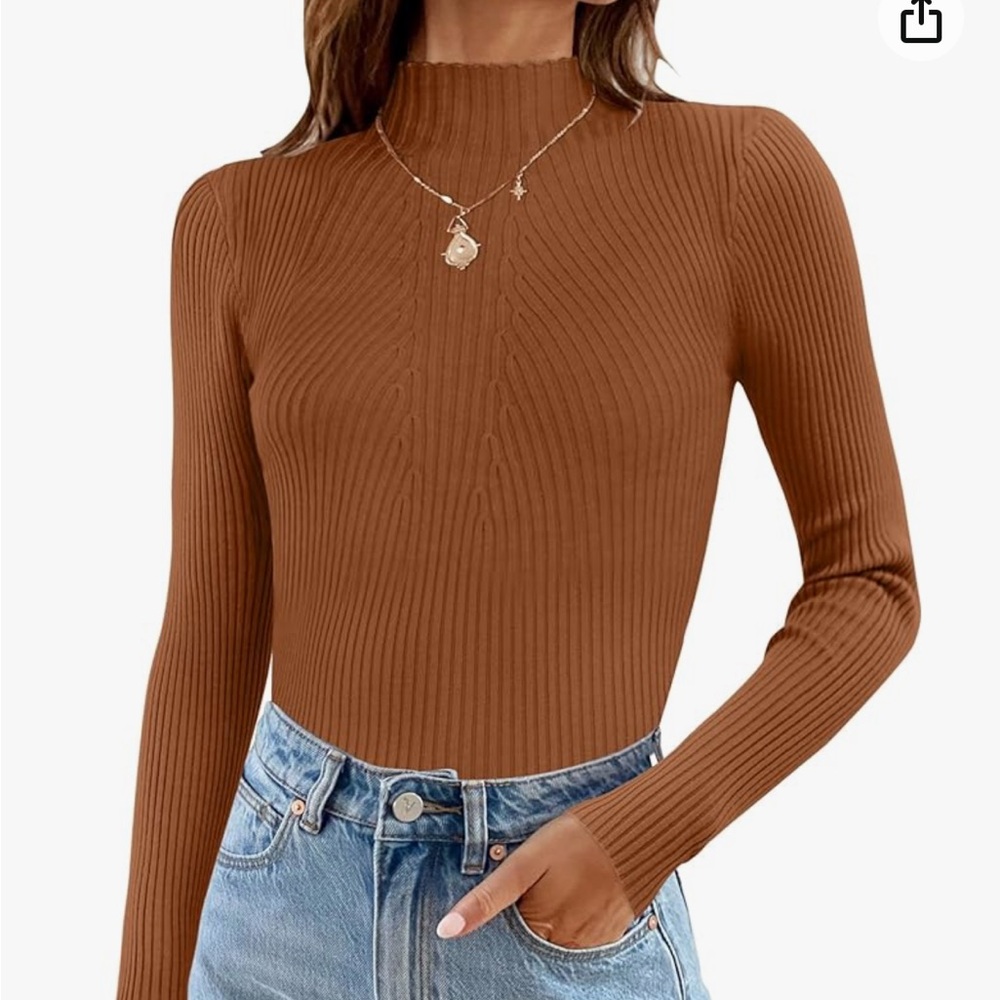 ZESICA Fall Long Sleeve Turtleneck Ribbed Knit Sweater
